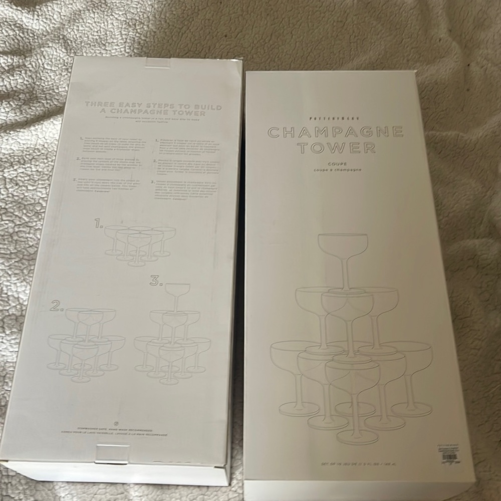2 Pottery barn CHAMPAGNE tower glass set of 10 glasses (20)